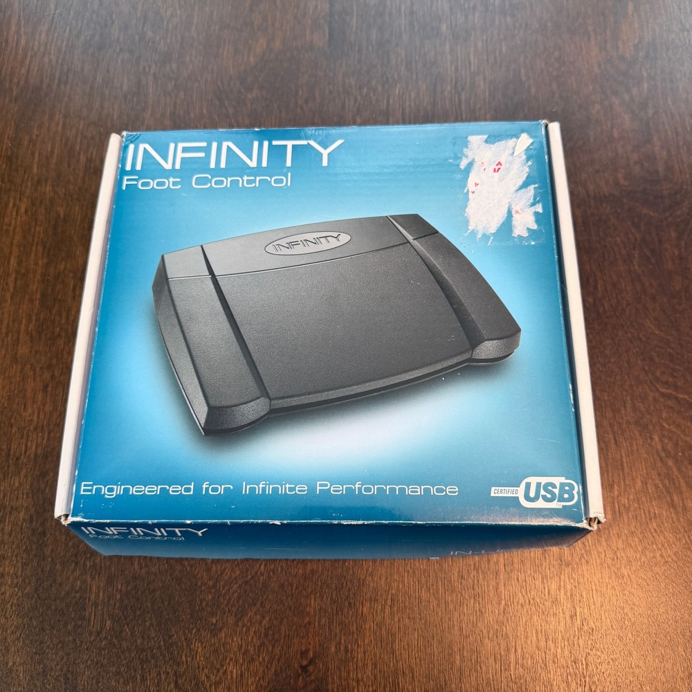 Infinity IN-USB-2 Digital Transcription Foot Pedal 3-Button USB Control Black